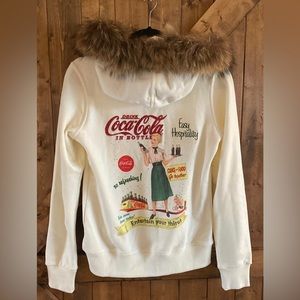 Fixdesign High End Coca-Cola Zip Up Jacket Hood Detachable Real Fur Trim Medium